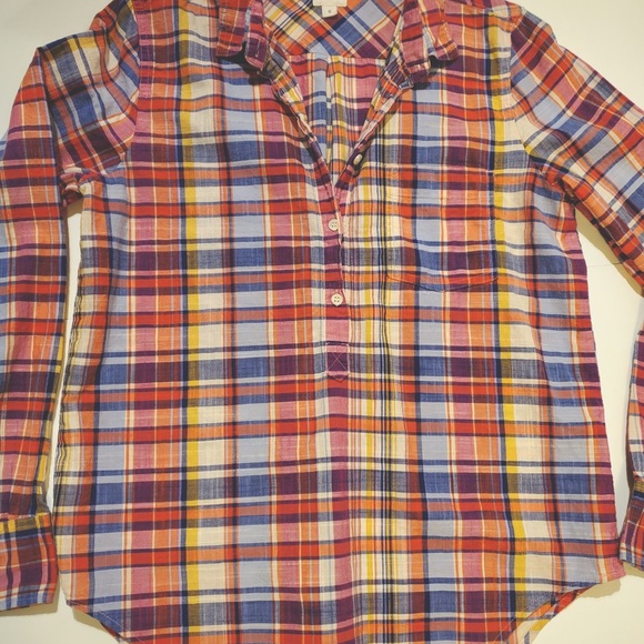J. Crew  bright rainbow multi color plaid button down size mens S - Picture 2 of 12